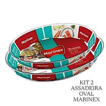 Kit 2 Assadeira Lasanheira de vidro Marinex Refratário 2.4 e 1.6 litros