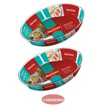 Kit 2 Assadeira Oval 2,4L Vidro Temperado Nadir Sempre