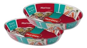 Kit 2 Assadeira Oval Vidro Temperado 4l Marinex Mesa Servir