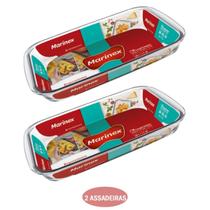 Kit 2 Assadeira Retangular 1,6L Vidro Temperado Nadir