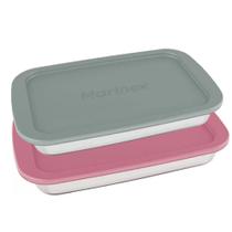 Kit 2 Assadeira Retangular 2,2L Média com Tampa Plástica Cores Sortidas Marinex