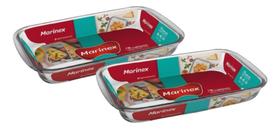 Kit 2 Assadeira Retangular Vidro 1,6l Temperado Mesa Marinex