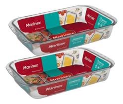 Kit 2 Assadeira Retangular Vidro 3,7l Temperado Marinex Serv Kit 2 Assadeira Retangular Vidro 3,7l Temperado Marinex Serv