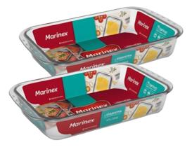 Kit 2 Assadeira Retangular Vidro 5,0l Temperado Marinex Serv
