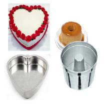 Kit 2 Assadeiras - Forma de Bolo Coração Peq + Forma de Bolo/Pudim com Tubo em Alumínio Kit 2 Assadeiras - Forma de Bolo Coração Peq + Forma de Bolo/Pudim com Tubo em Alumínio