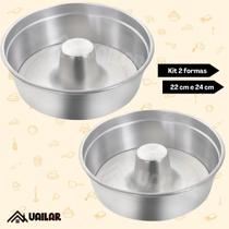 Kit 2 assadeiras formas 22 e 24 cm de alumínio - forma para bolo pudim Kit 2 assadeiras formas 22 e 24 cm de alumínio - forma para bolo pudim