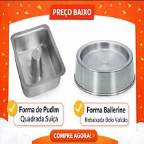 Kit 2 assadeiras, formas de alumínio para bolo e pudim ballerine bolo vulcão e forma quadrada suíça