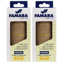 Kit 2 Atadura Elástica 10cm x 1,30m Famara Algodão 66% Elastodieno 22% Poliéster 12%