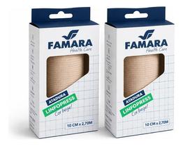 Kit 2 Atadura Faixa Compressiva Linfopress 10cm Famara 2,70m Bege Kit 2 Atadura Faixa Compressiva Linfopress 10cm Famara 2,70m Bege