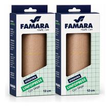 Kit 2 Ataduras Compressivas 12cm Famara Linfopress Lipedema Bege