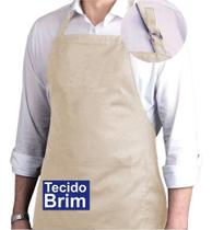 Kit 2 Aventais Brim Com Bolso Churrasqueiro Chef Gar Bege