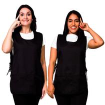 Kit 2 Avental Bata Com 2 Bolsos Frente e Costa Oxford LojaLoja Liso Preto Kit 2 Avental Bata Com 2 Bolsos Frente e Costa Oxford LojaLoja Liso Preto