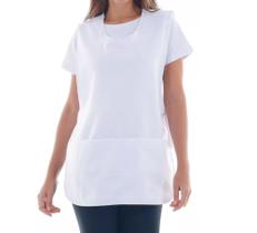 Kit 2 - Avental Bata Jaleco Frente e Costa - 2 bolsos / Amarras laterais /Tam. Único - Branco