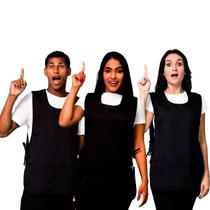 Kit 2 Avental Bata Liso Preto Oxford Com 2 Bolsos LojaLoja Frente e Costa Kit 2 Avental Bata Liso Preto Oxford Com 2 Bolsos LojaLoja Frente e Costa