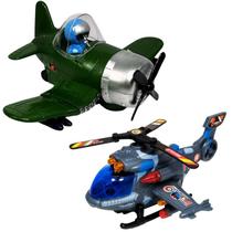 Kit 2 Avião Brinquedo Infantil Exército Helicoptero Militar Kit 2 Avião Brinquedo Infantil Exército Helicoptero Militar