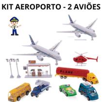 Kit 2 Aviões Fricção Veículos Aeroporto de Brinquedo
