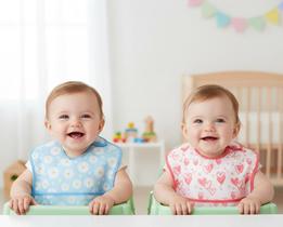 Kit 2 Babador Bebê Impermeavel Com Bolso Pega Migalhas Estampado Menino Menina Antialergico