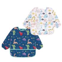 Kit 2 Babador Manga Longa Impermeável Bebê Dino Monstro Azul Kit 2 Babador Manga Longa Impermeável Bebê Dino Monstro Azul