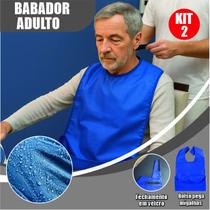kit 2 babador PVC adulto Impermeável Reutilizável Bolso Lavável Confortável Refeição Proteção Leve Seguro Tecido