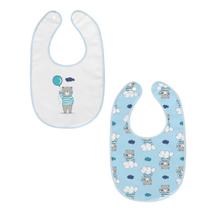 Kit 2 babadores azul claro estampa urso para bebê