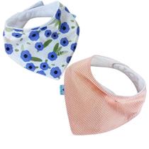 Kit 2 Babadores Bandana Slim Crivale 100% Algodão Floral Lilás e Listrado Laranja Kit 2 Babadores Bandana Slim Crivale 100% Algodão Floral Lilás e Listrado Laranja