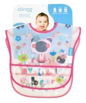Kit 2 Babadores Impermeáveis Com Bolso Coletor Rosa Clingo