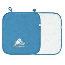 Kit 2 Babinhas Paninho Boca Bebê Primeira Jornada Azul - Hug Kit 2 Babinhas Paninho Boca Bebê Primeira Jornada Azul - Hug