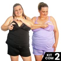 Kit 2 Baby Doll Amamentação Tamanho Grande Plus Size Pijama Gestante Maternidade