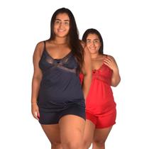 Kit 2 Baby Doll Pijama Plus Size Short Doll Em Renda