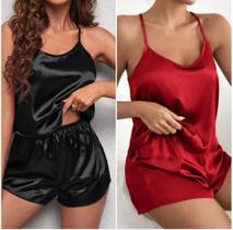 Kit 2 Baby Dolls Toque de Seda Cetim Premium com Regulador Kit 2 Baby Dolls Toque de Seda Cetim Premium com Regulador