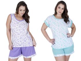 Kit 2 Baby Dool 1 Com Manga E 1 Sem Manga Até O Plus Size Camiseta Sem Manga Pijama Curto