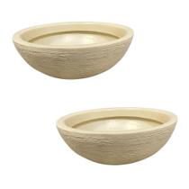 Kit 2 Bacias para Plantas Bege de Polietileno 32x11 cm Kit 2 Bacias para Plantas Bege de Polietileno 32x11 cm