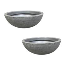 Kit 2 Bacias para Plantas Cinza de Polietileno 32x11 cm