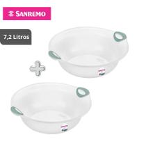 Kit 2 Bacias Sanremo Oba Plástico Transparente 7,2 Litros 2 Peças