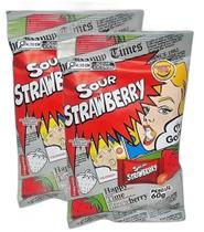 kit 2 Bala Super Azeda Sour Strawberry Morango Happy Time 60g