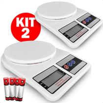 Kit 2 Balança Domestica Digital Eletrônica Portátil Branca Alta Precisão Cozinha Dieta Até 10kg