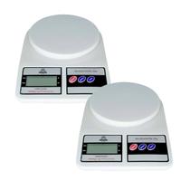 Kit 2 Balança Multifuncional Digital 10kg Branca Culinária Dieta Cozinha Precisão Eletrônica Multiuso