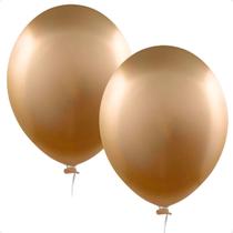 Kit 2 Balão Bexiga Metalizado Latex 50 Unidades Dourado - 5 Polegadas
