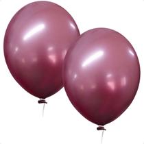 Kit 2 Balão Bexiga Metalizado Latex 50 Unidades Pink - 5 Polegadas