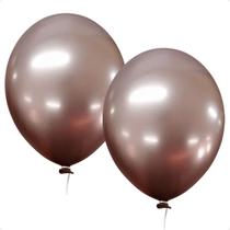 Kit 2 Balão Bexiga Metalizado Latex 50 Unidades Rose Gold - 5 Polegadas