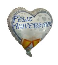 Kit 2 Balão Metalizado Coração Feliz Aniversário Festas - 46cm