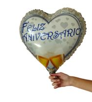 Kit 2 Balão Metalizado Coração Para Festa Feliz Aniversário 46cm
