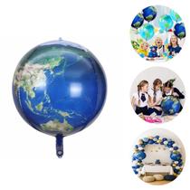 Kit 2 Balão Orbz 4d Planeta Terra Mapa Mundi 45cm Metalizado