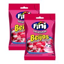 Kit 2 Balas de Gelatina Fini Beijos de Morango 100g
