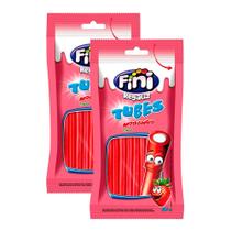 Kit 2 Balas Fini Tubinho de Morango Doce 80g