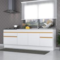 Kit 2 Balcões com Rodapé Gabinete Pia 150 cm e Cooktop 70 cm Veneza GW Multimóveis MP2108 Branco Kit 2 Balcões com Rodapé Gabinete Pia 150 cm e Cooktop 70 cm Veneza GW Multimóveis MP2108 Branco