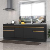 Kit 2 Balcões Com Rodapé Gabinete Pia E Cooktop Preto Kit 2 Balcões Com Rodapé Gabinete Pia E Cooktop Preto