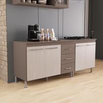 Kit 2 Balcões Modulados Gabinete Pia 120cm e Cooktop 70cm Com Tampo Paris Fidelitá Nogal/Salinas