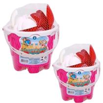 Kit 2 Balde De Praia Castelinho Rosa Brincar Areia Forminha Pazinha Garfinho Peneira Infantil Parque Kit 2 Balde De Praia Castelinho Rosa Brincar Areia Forminha Pazinha Garfinho Peneira Infantil Parque