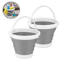 Kit 2 Balde Dobrável Retrátil 10 Litros Silicone Compacto